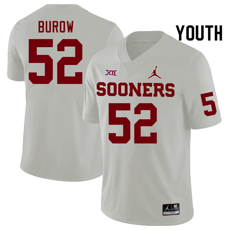 Youth #52 Avery Burow Oklahoma Sooners College Football Jerseys Stitched-White